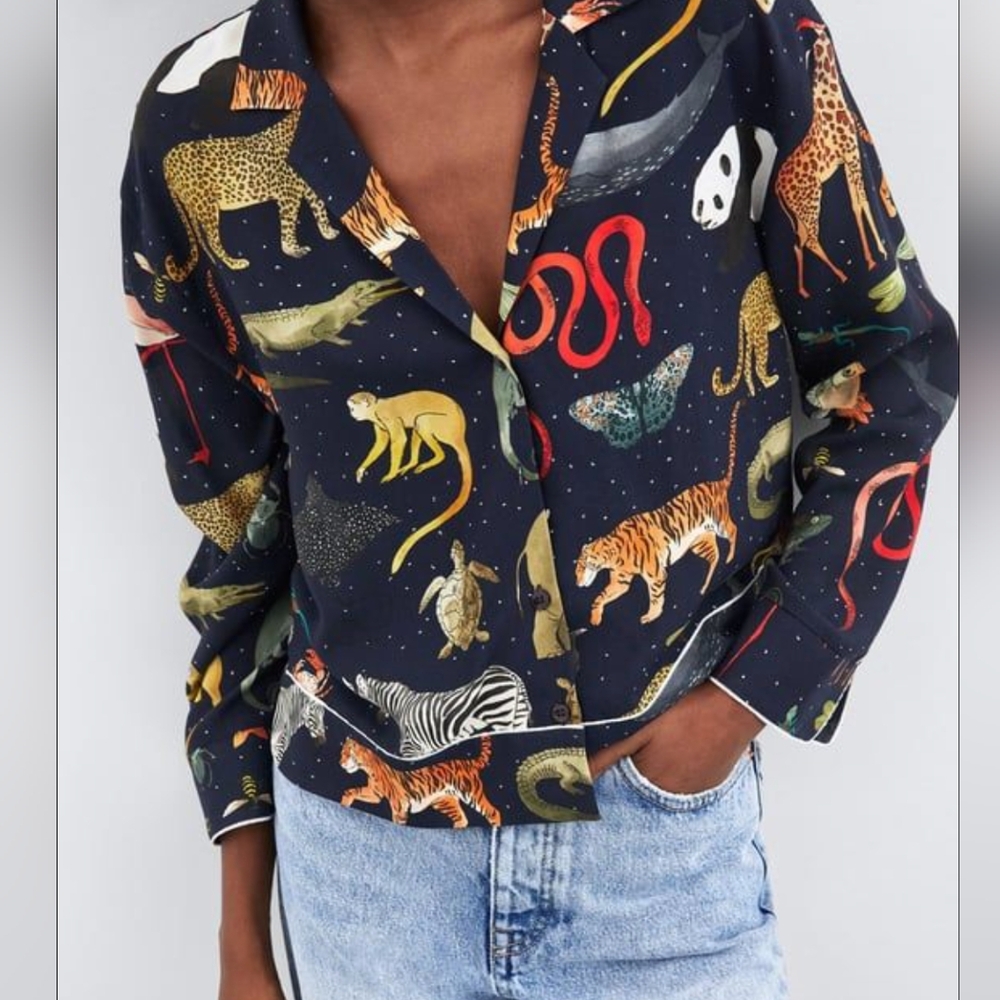 Animal Print Safari Blouse